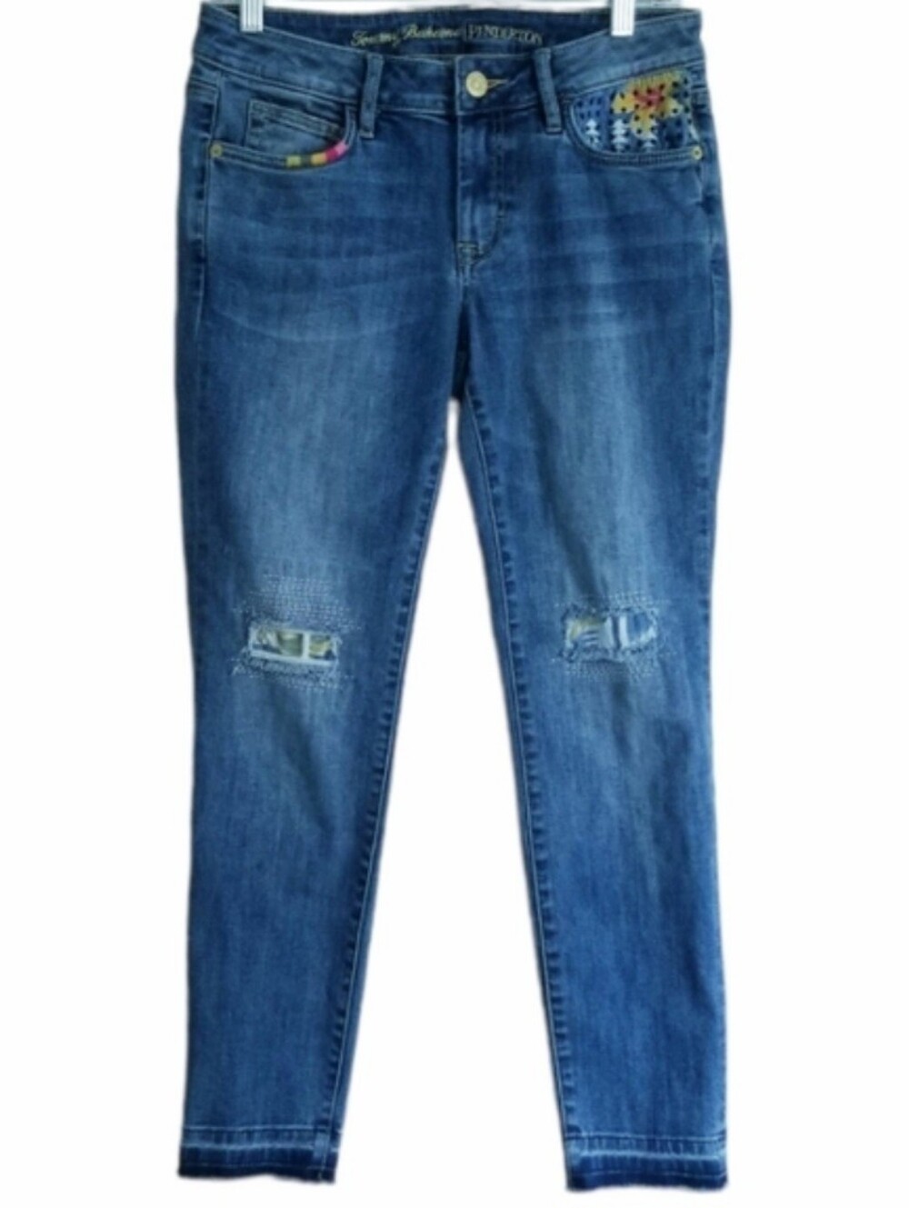 Tommy Bahama x Pendleton Aloha Harding Boro Skinny Ankle Jeans Embroidery Patch